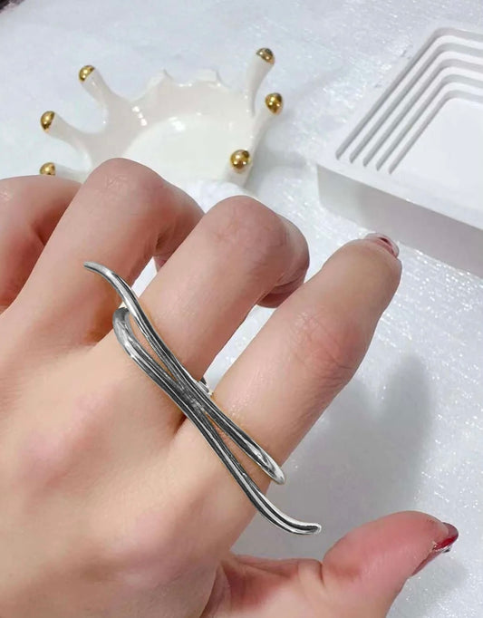 Double Finger Silver Ring