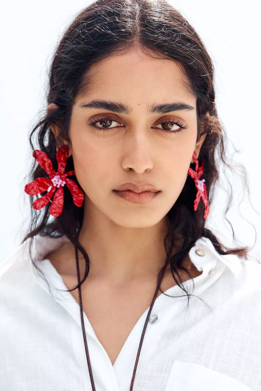 Red Petal Earrings