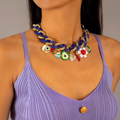 Blue Curb Charm Necklace
