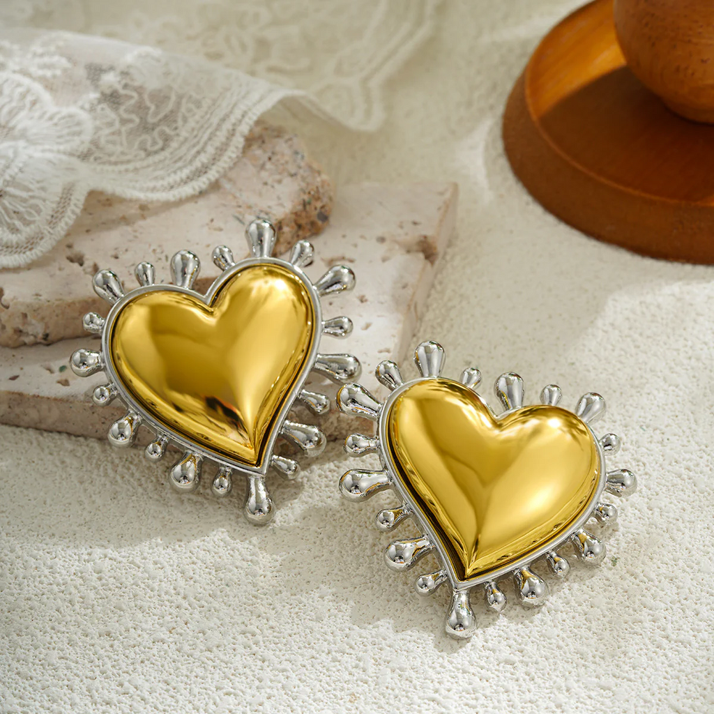 Dual Tone Heart Studs