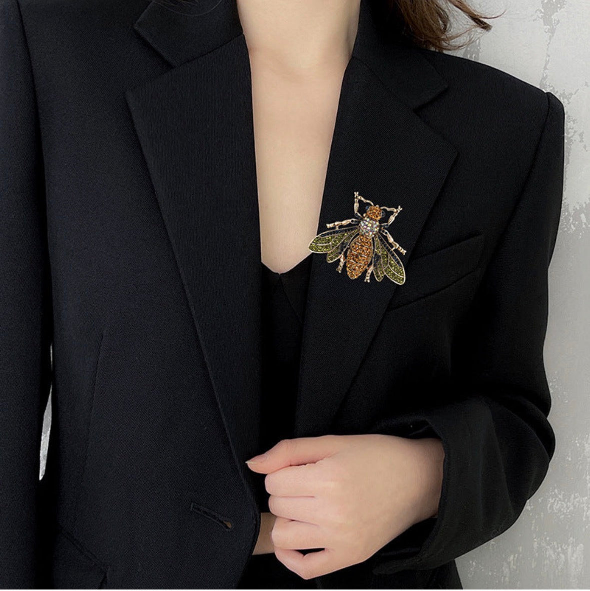 Orange Green Bee Brooch