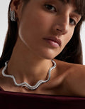 Wavy Silver Diamond Choker
