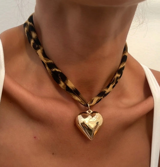 Animal Print Heart Necklace