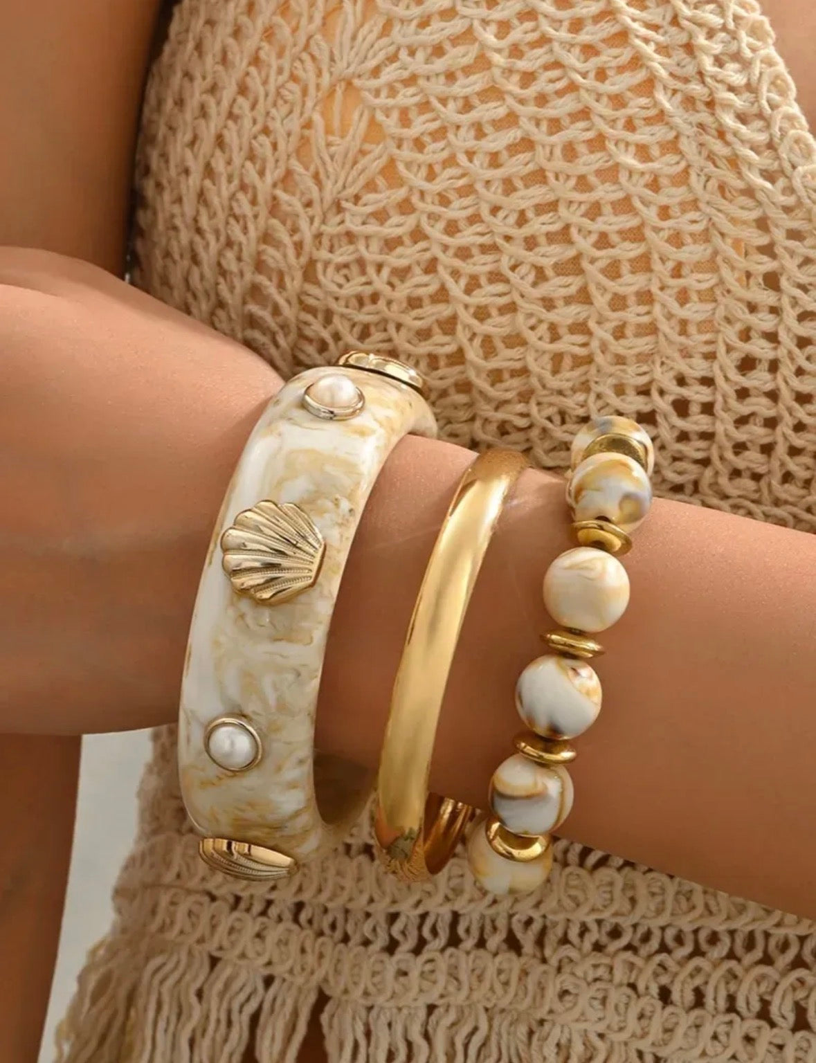 Shell Bracelet Stack of 3