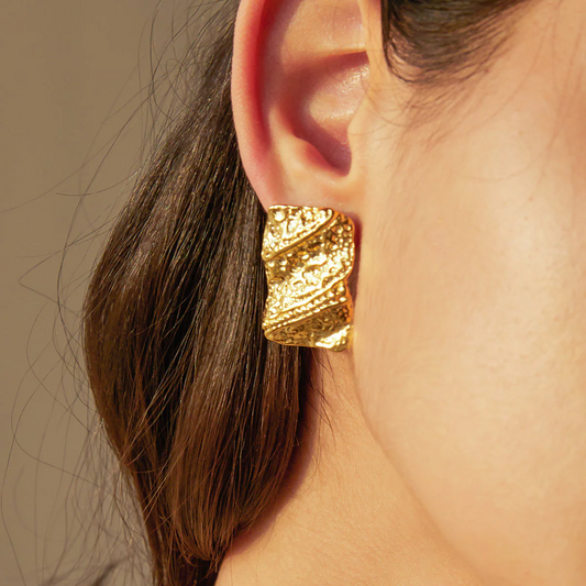 Stamped Rectangle Stud Earrings