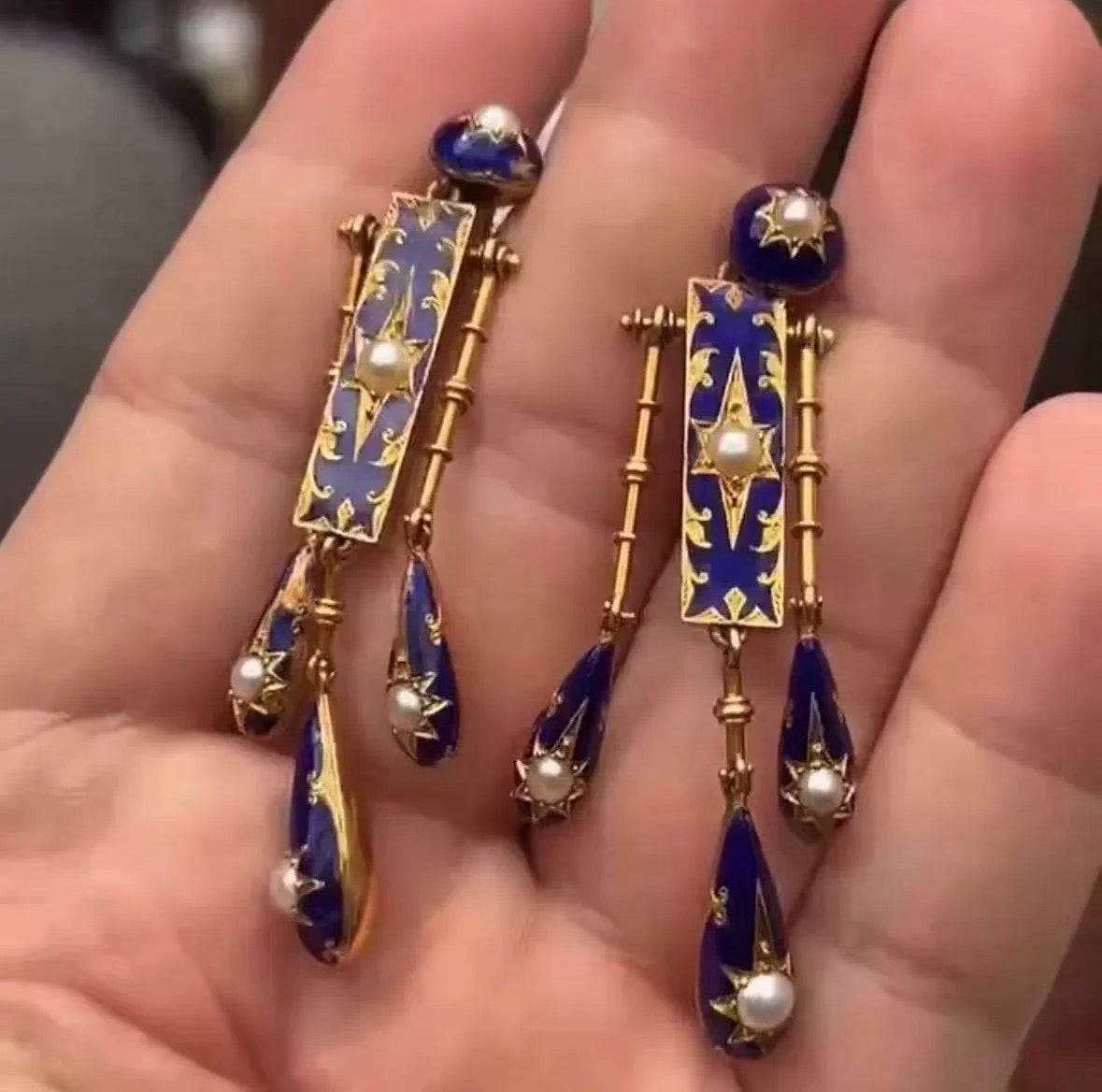 Blue Pearl Vintage Earrings