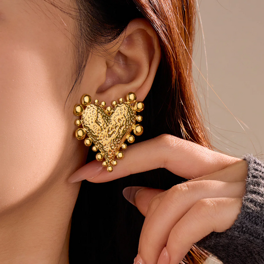Beaten Exaggerated Stud Earrings