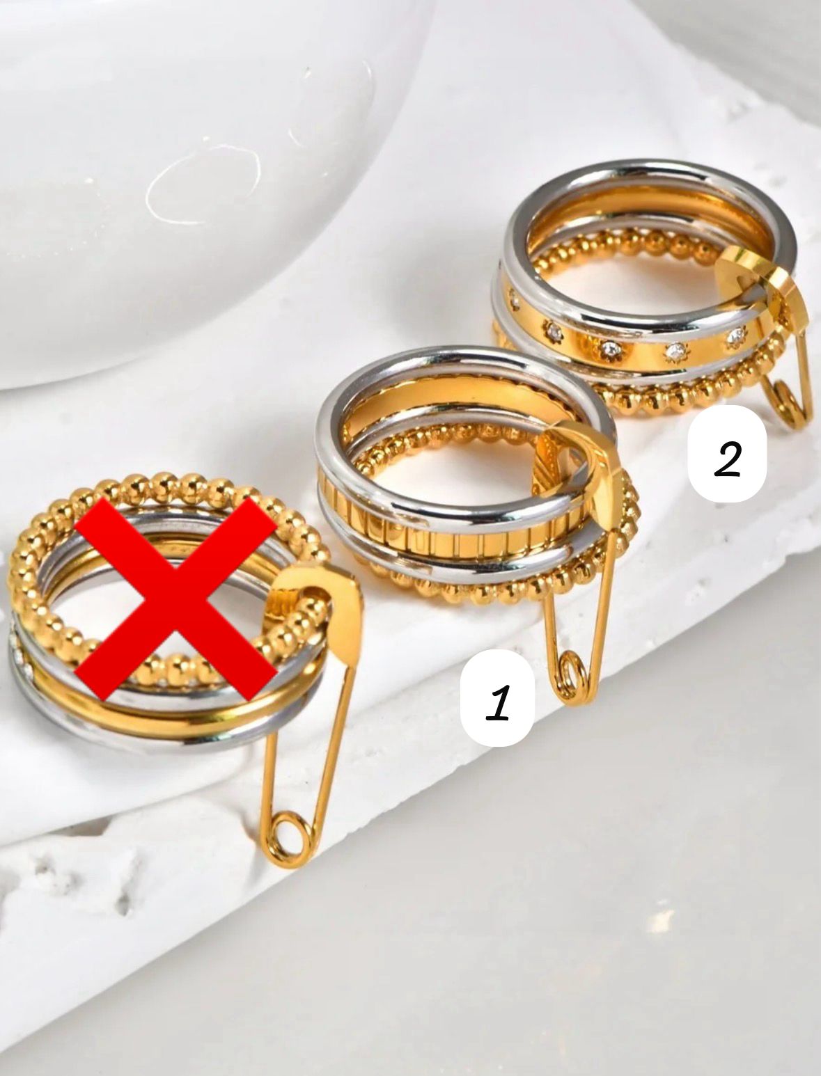 Four Line Safety Pin Ring