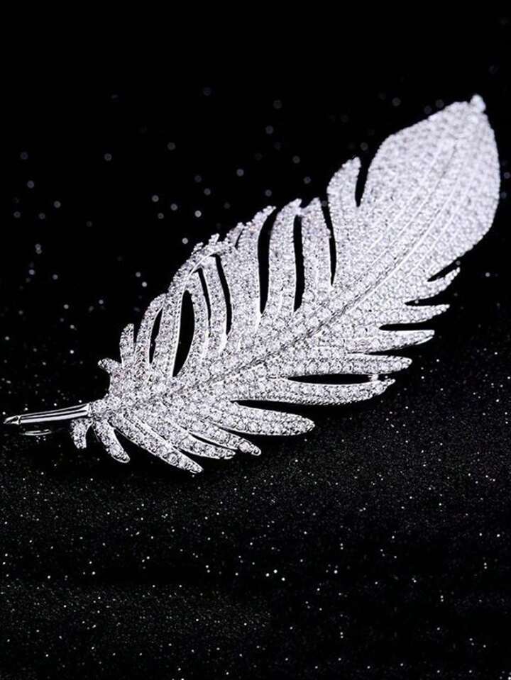 Diamond Feather Brooch
