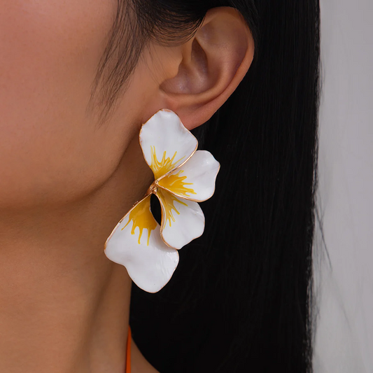 Bloom White Flower Earrings