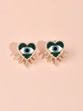 Green Beaded Evil Eye Studs