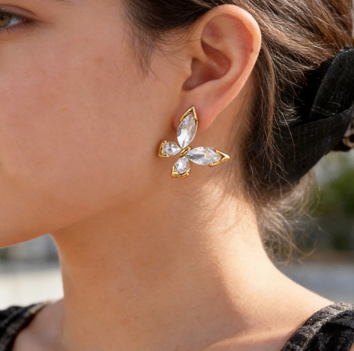 Crystal Butterfly Stud