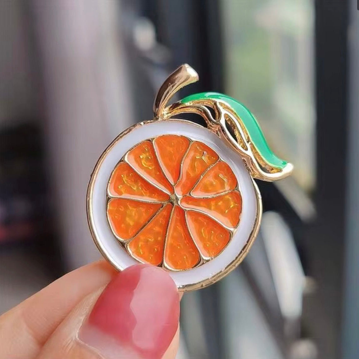 Orange Lemon Slice Brooch