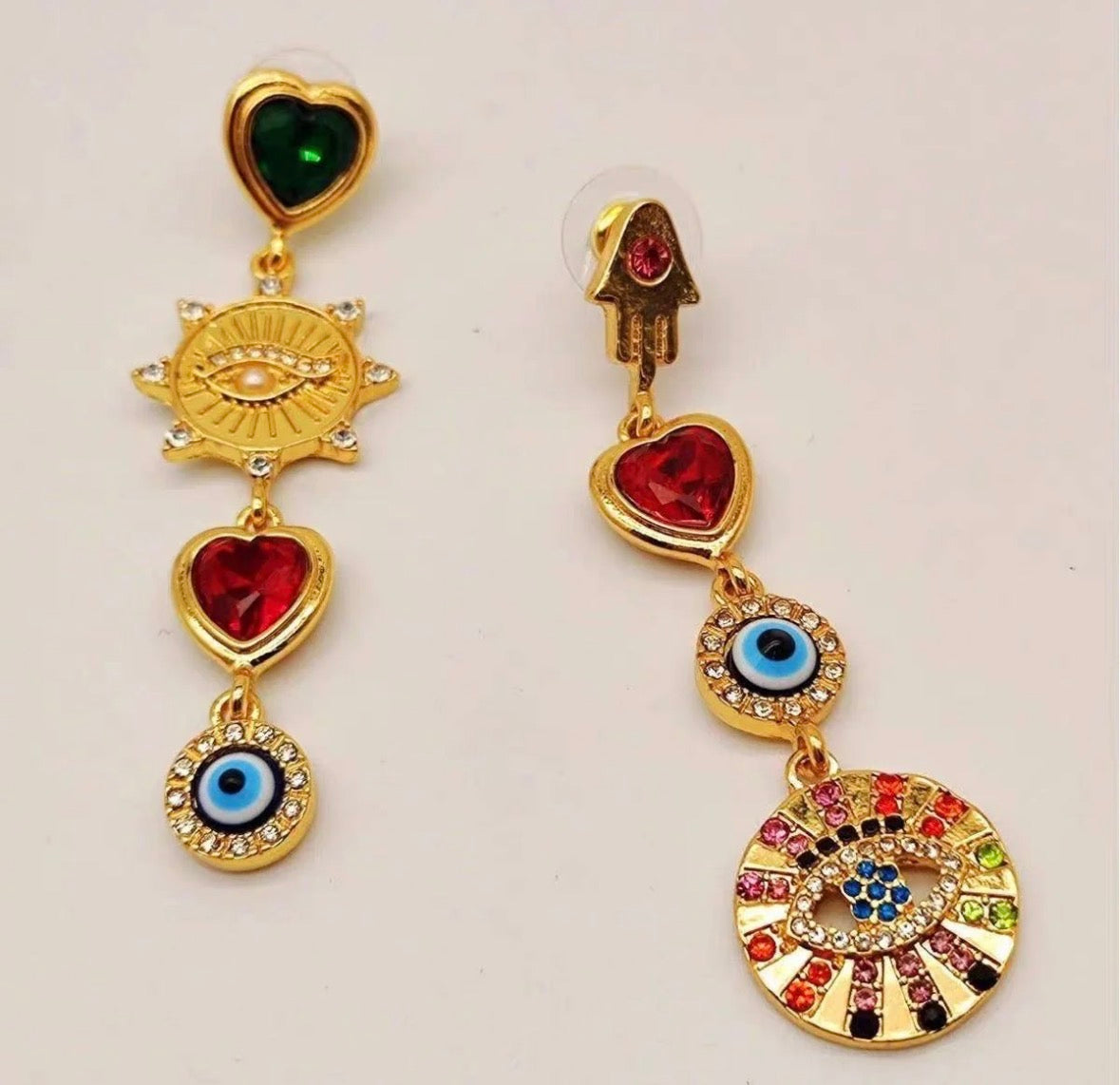 Mismatched Evil Eye Stone Dangler