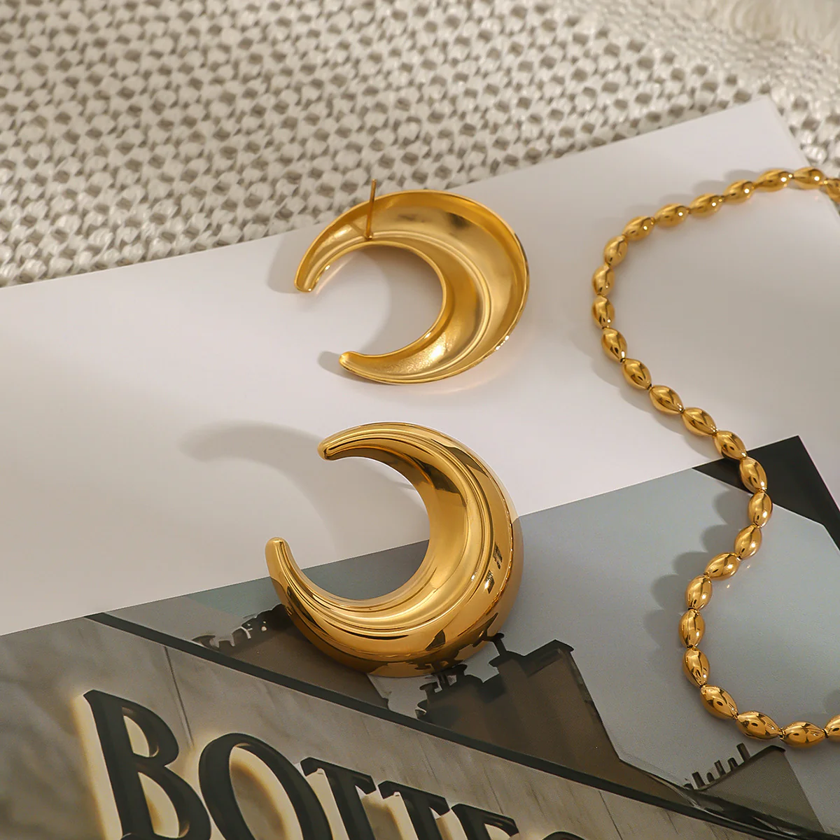 Crescent Moon Studs