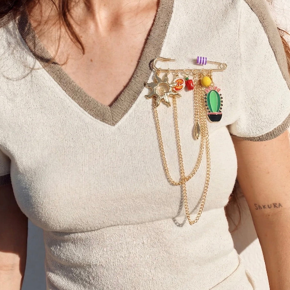 Cactus Charmed Brooch Pin