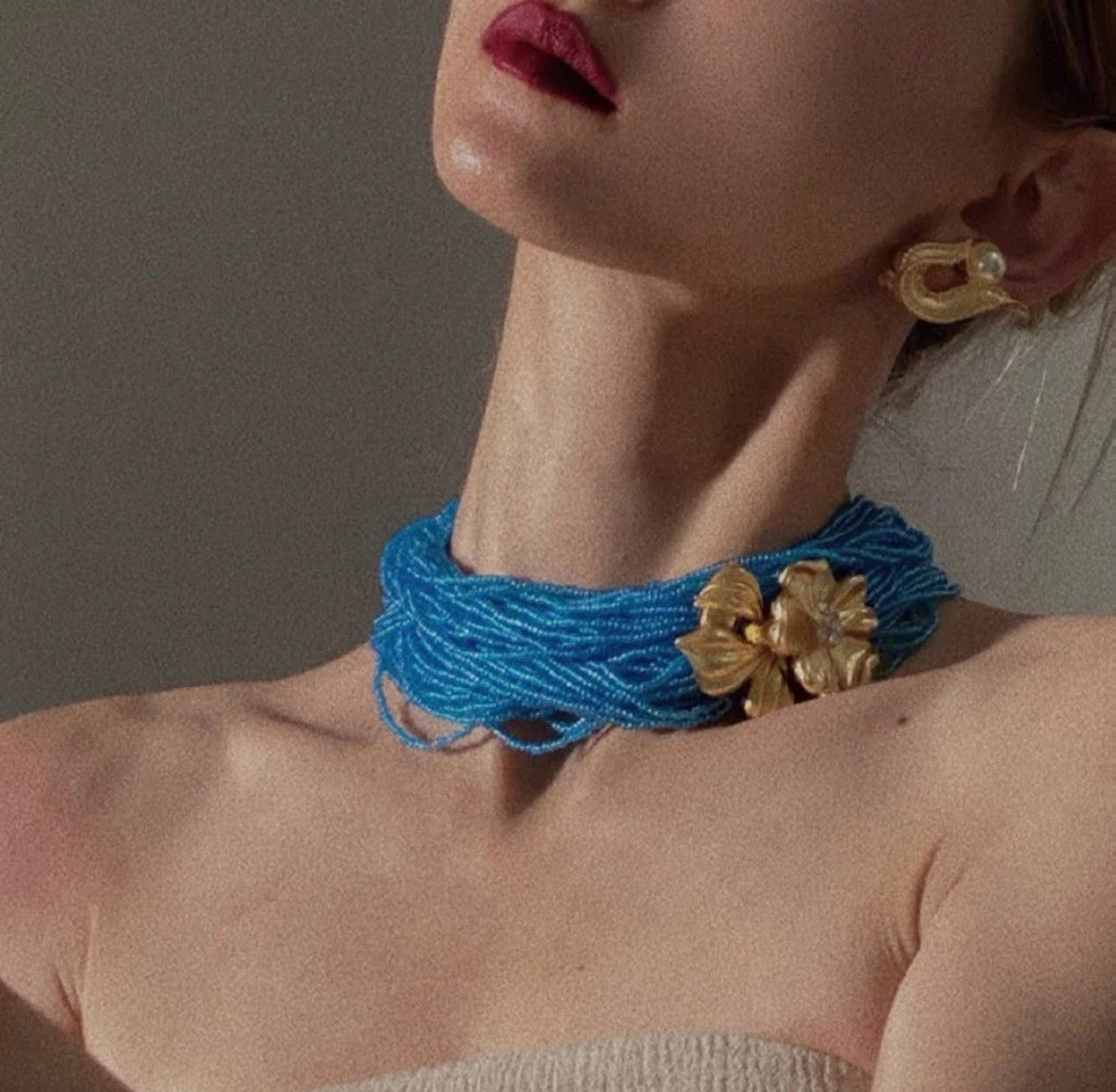 Blue Beaded Statement Necklace