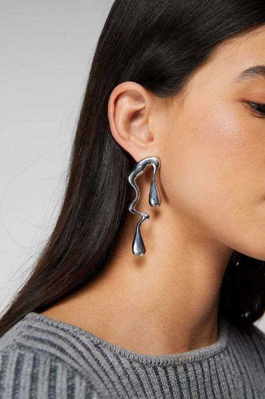 Silver Melted Earrings