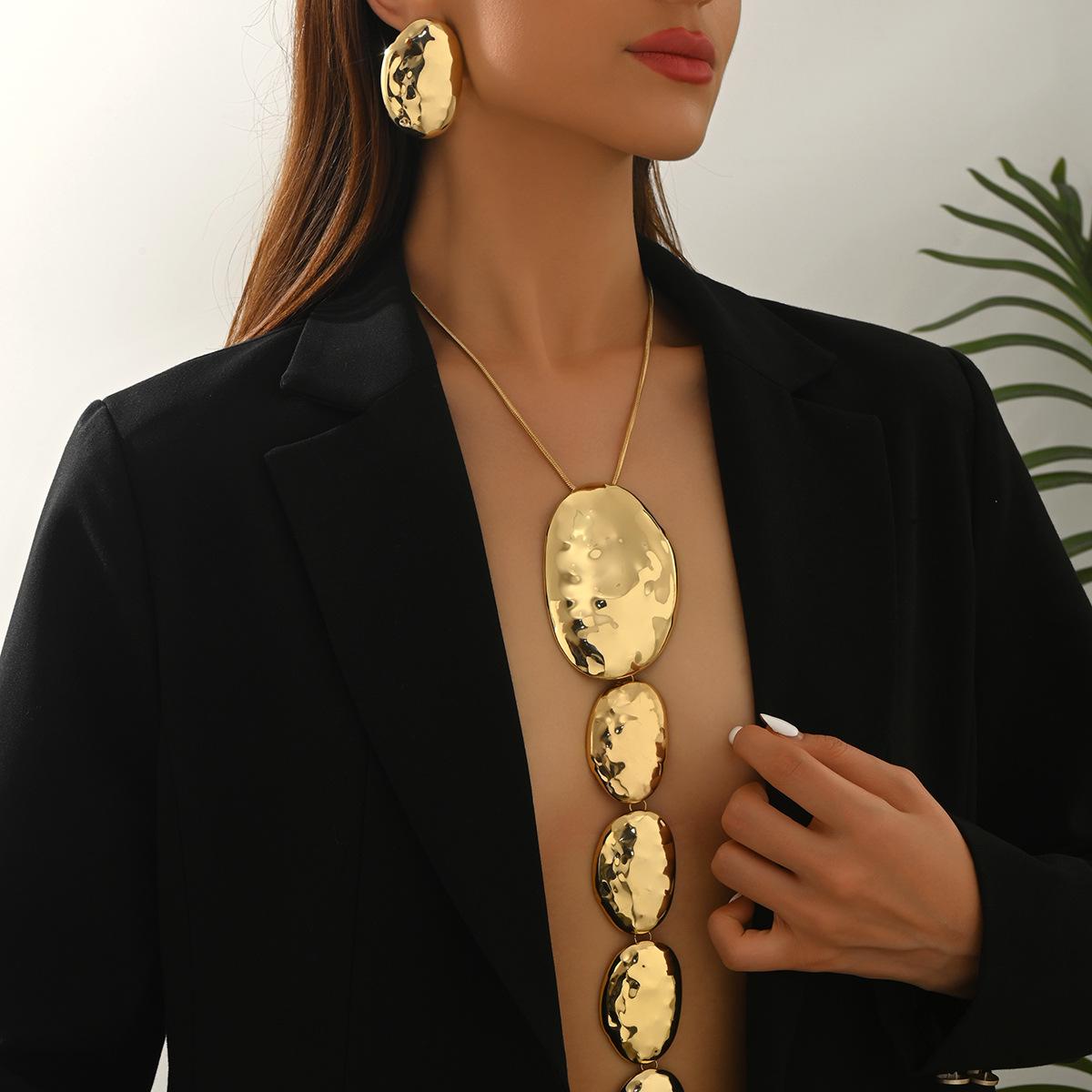 Taupe Statement Necklace & Earrings