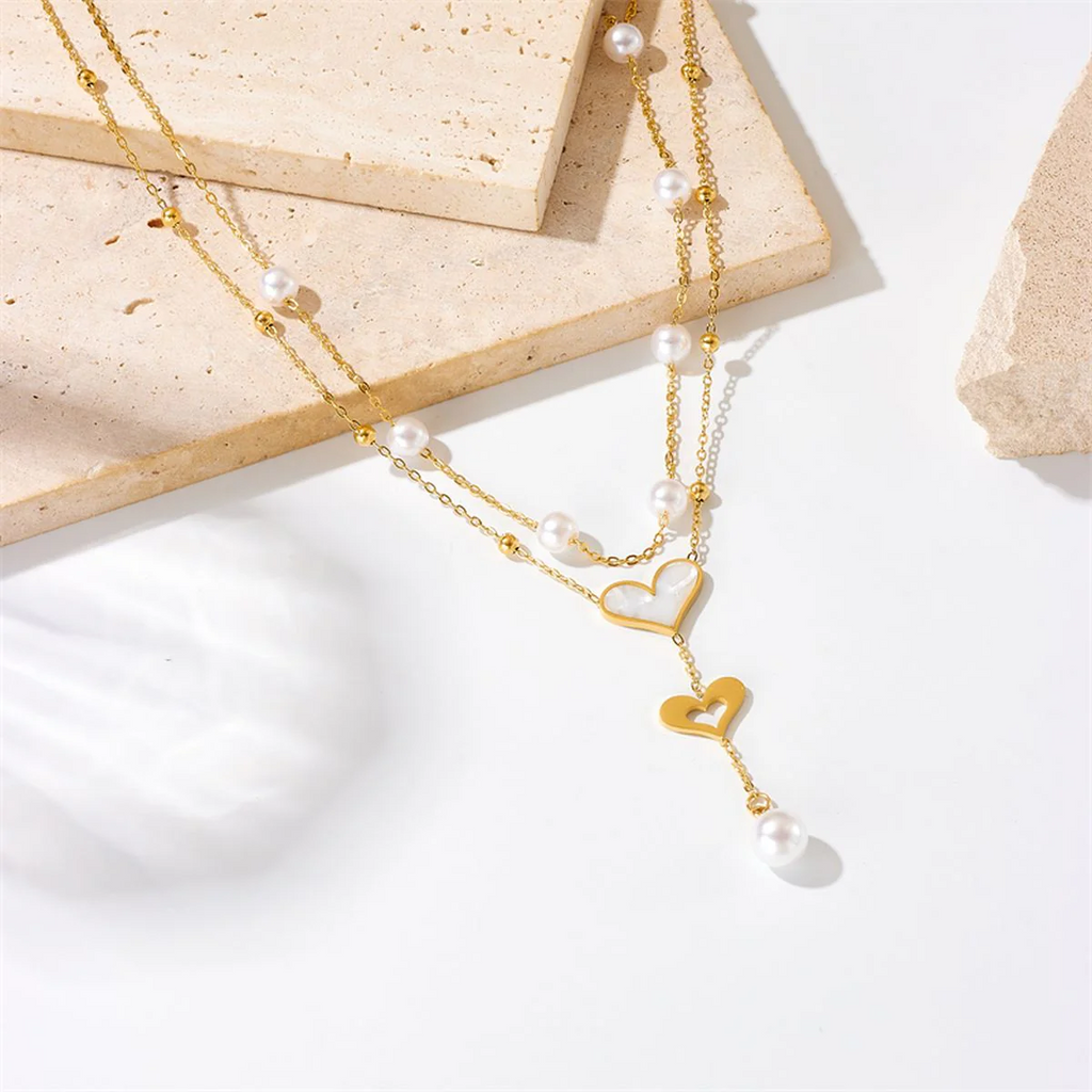 Heart Pearl Layered Necklace