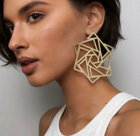 Abstract Hexagon Earrings