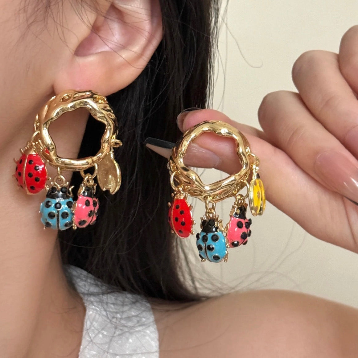 Ladybug Charm Earrings