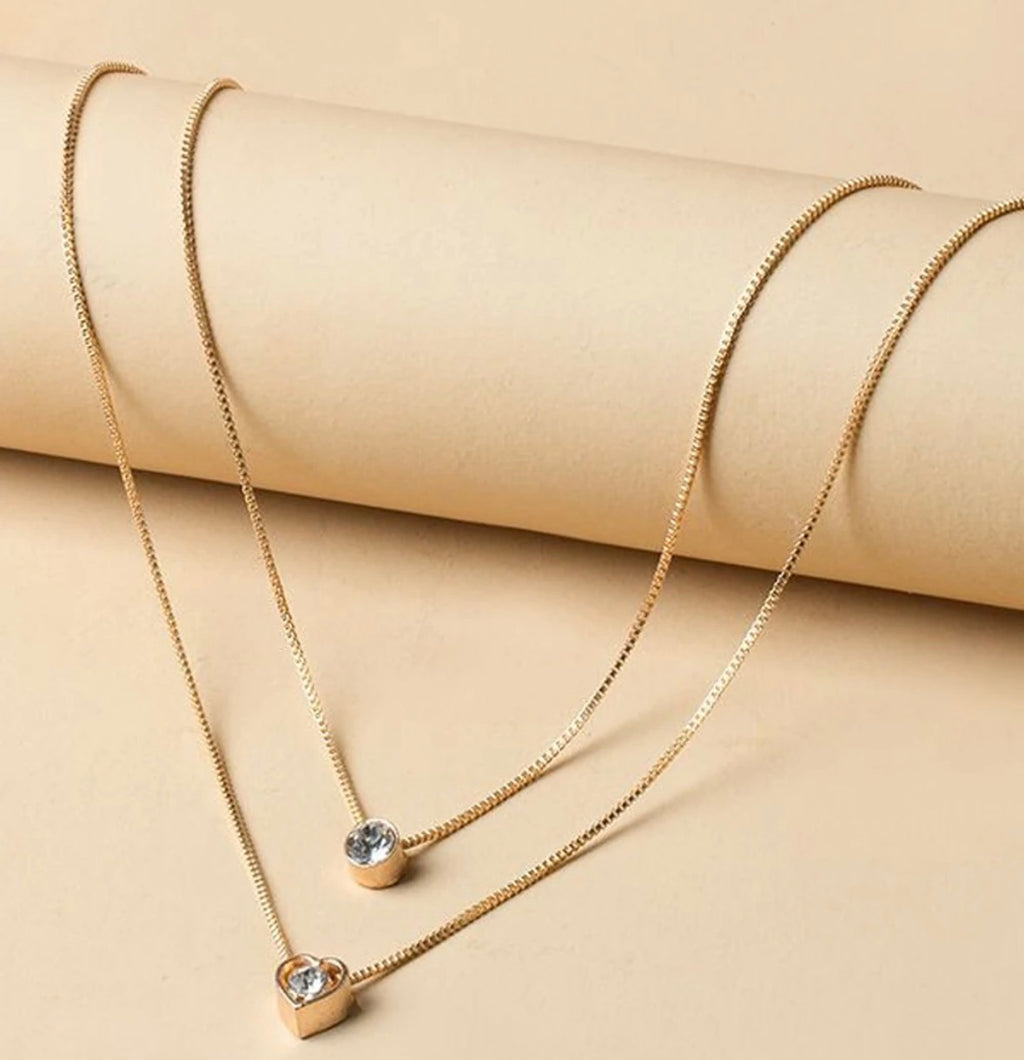 Double Layered Heart Pendant Necklace