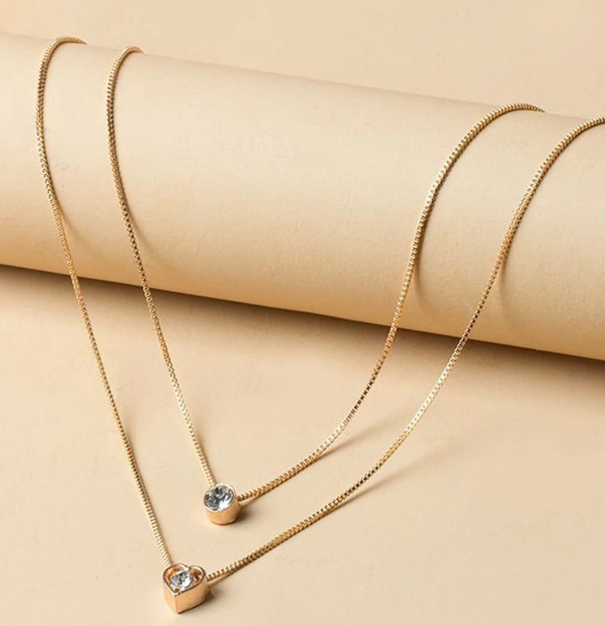 Double Layered Heart Pendant Necklace