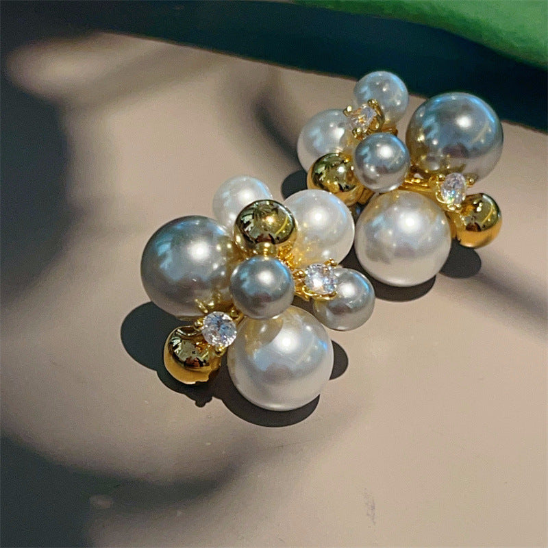 Pearl N Diamond Grape Stud