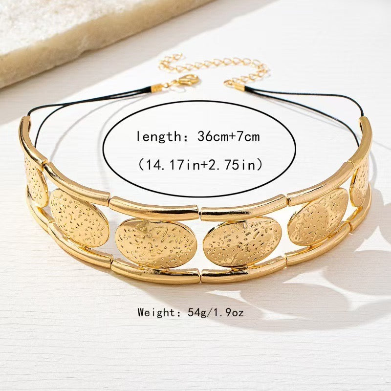 Oval Coin Choker Necklace