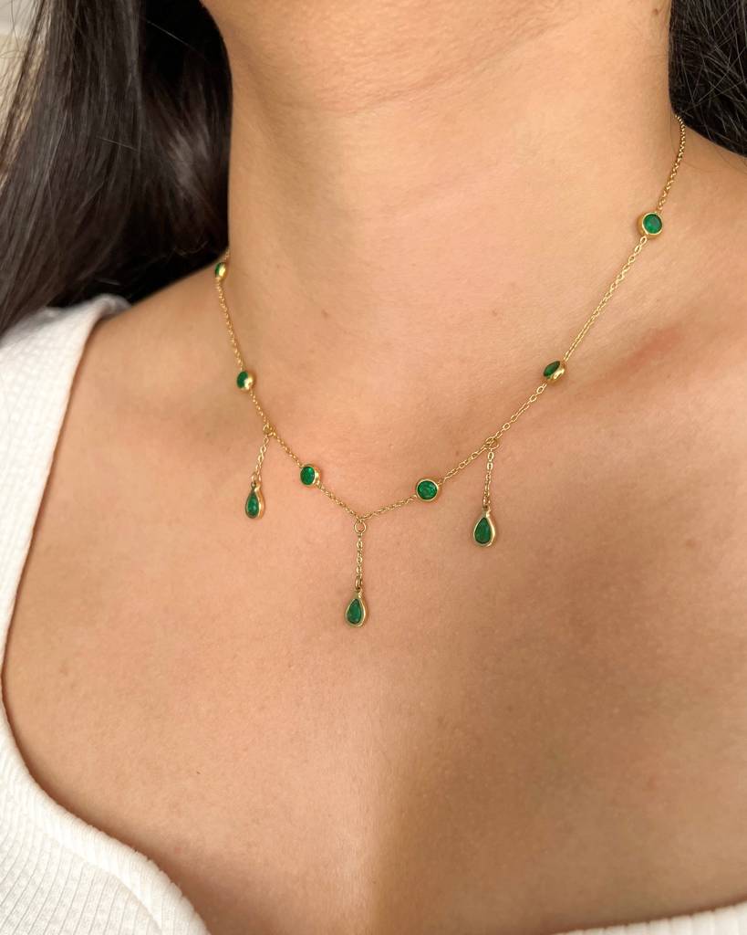 Emerald Droplets Necklace