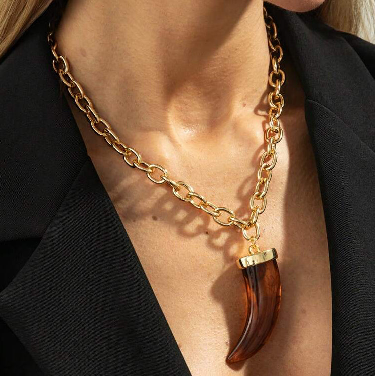 Cuban Horn Pendant Necklace