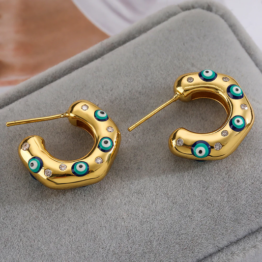 Evil Eye Small Hoops