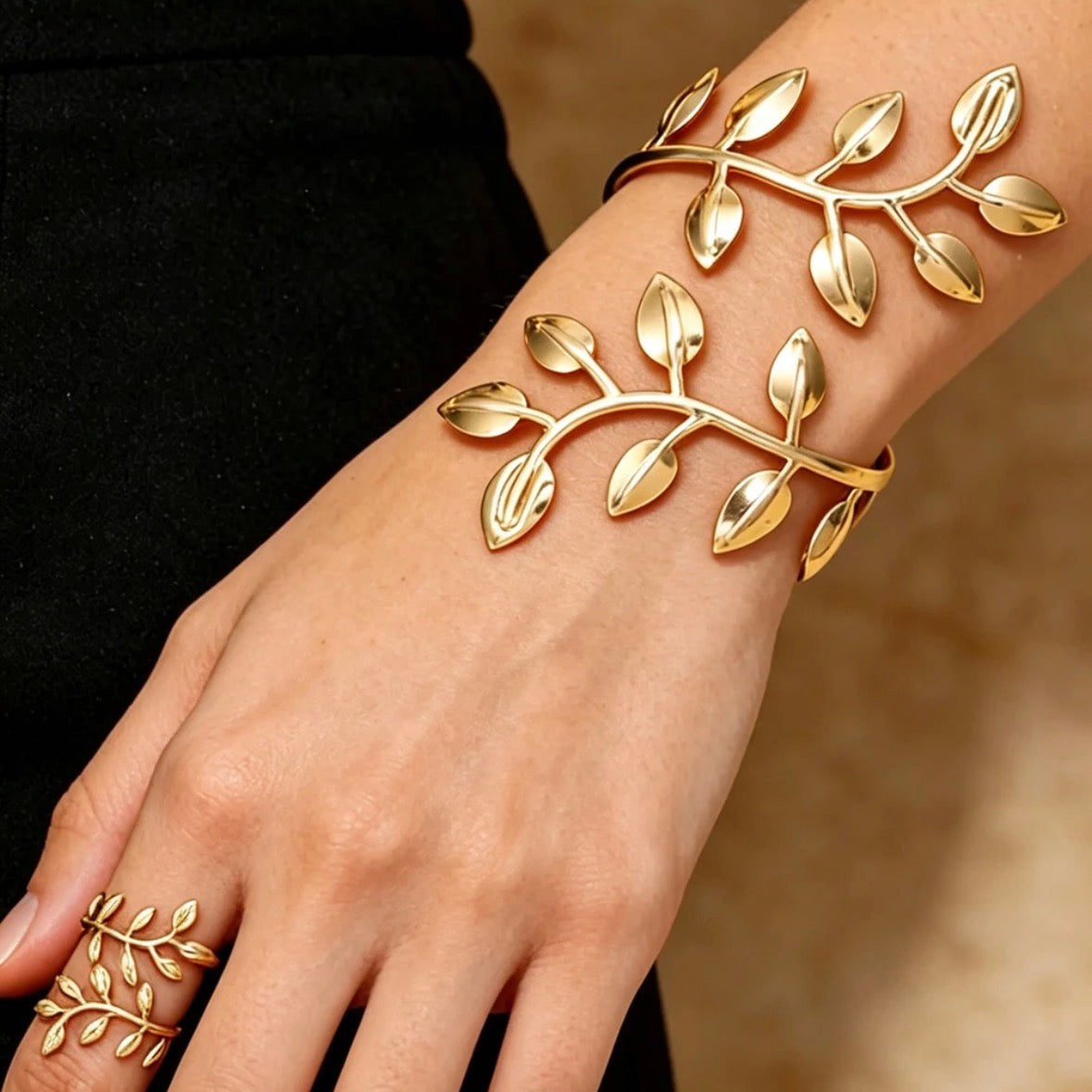 Leaf Bracelet and Ring Set