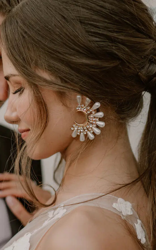 Crescent Pearl Earrings