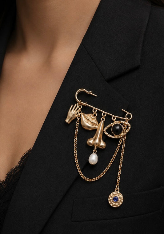 Abstract Face Brooch Pin