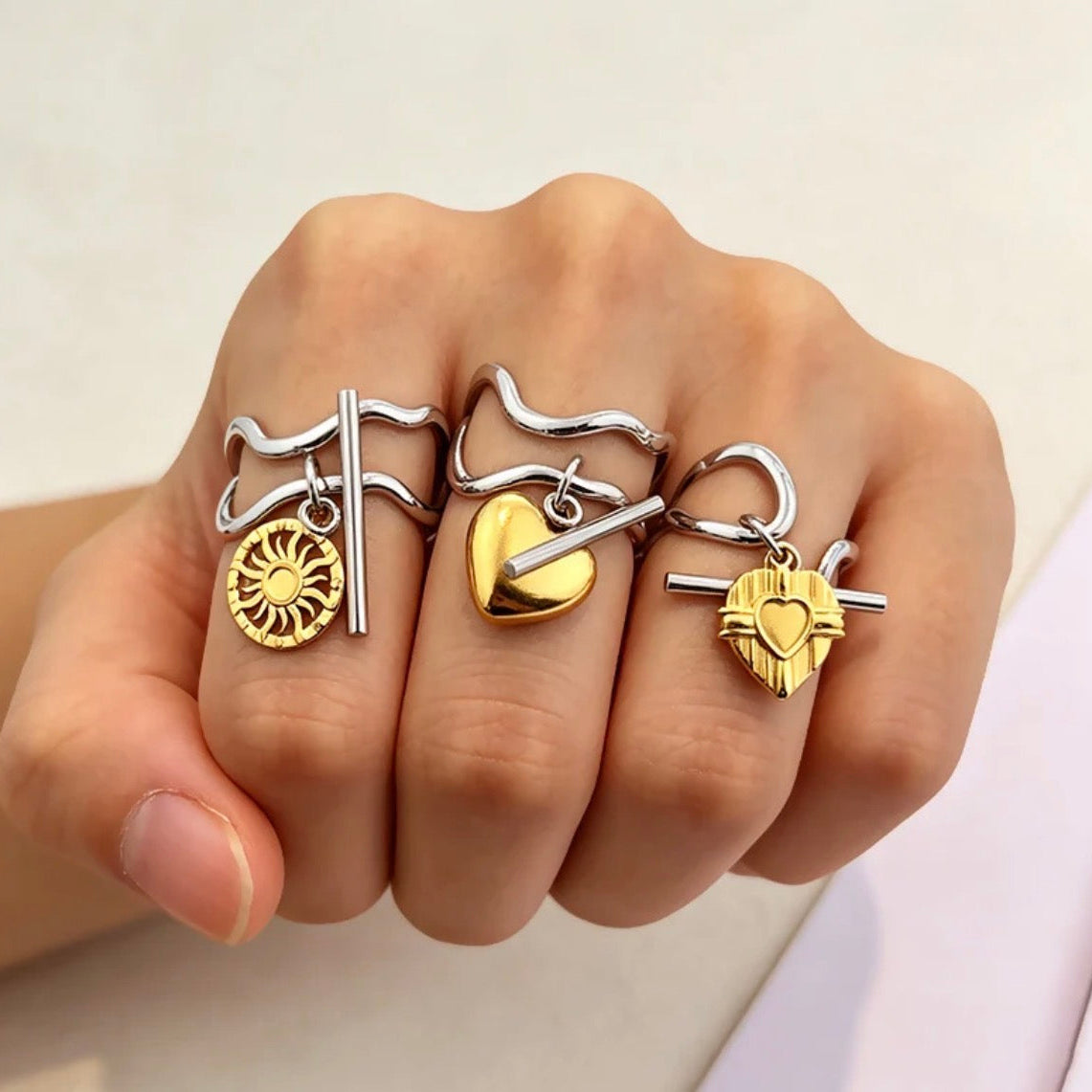 Moon Shell Drop Ring