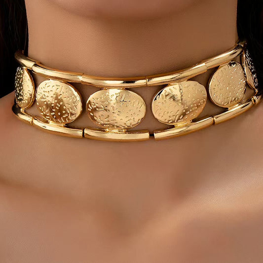 Oval Coin Choker Necklace
