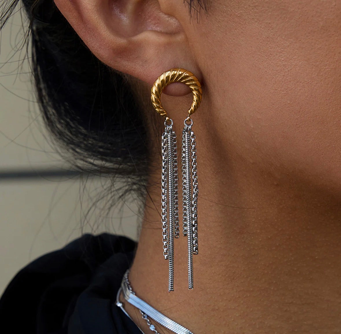 Crescent Chained Earrings