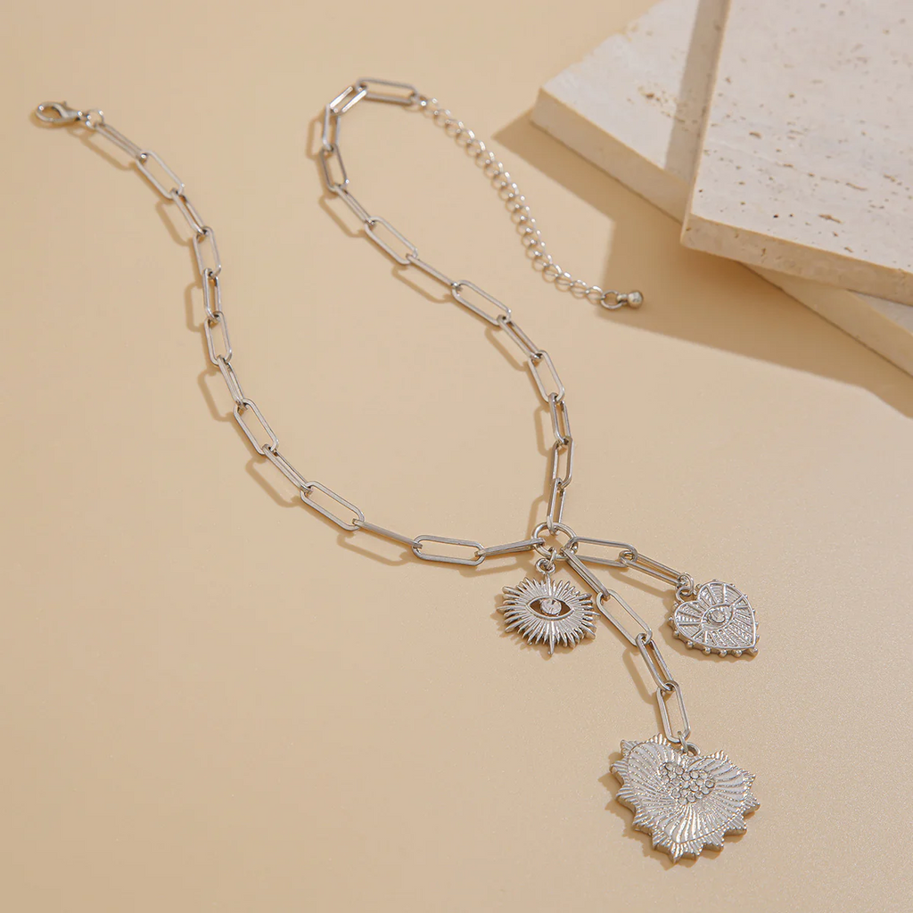 Silver Dripping Heart Necklace