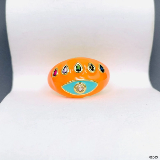 Orange Evil Eye Ring
