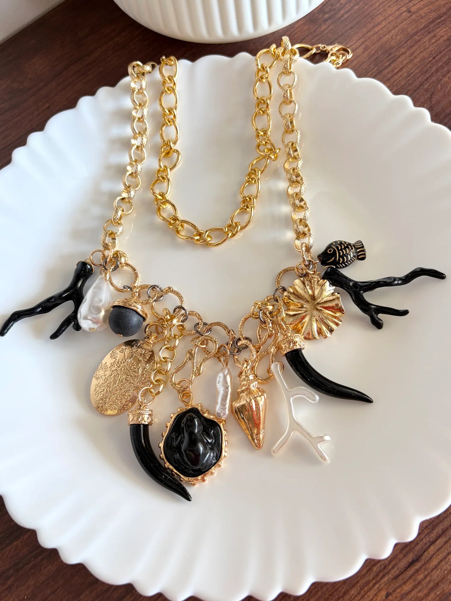 Jungle Double Layered Charm Necklace