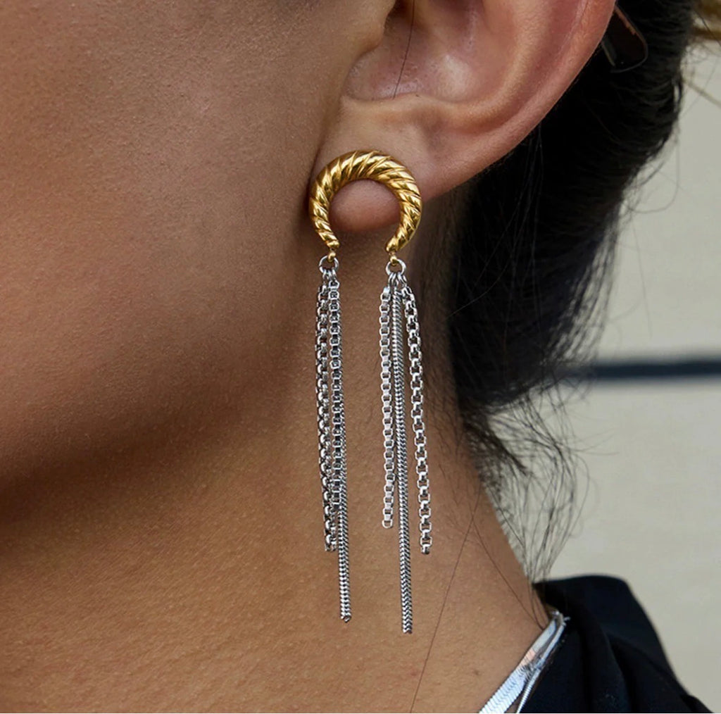 Crescent Chained Earrings