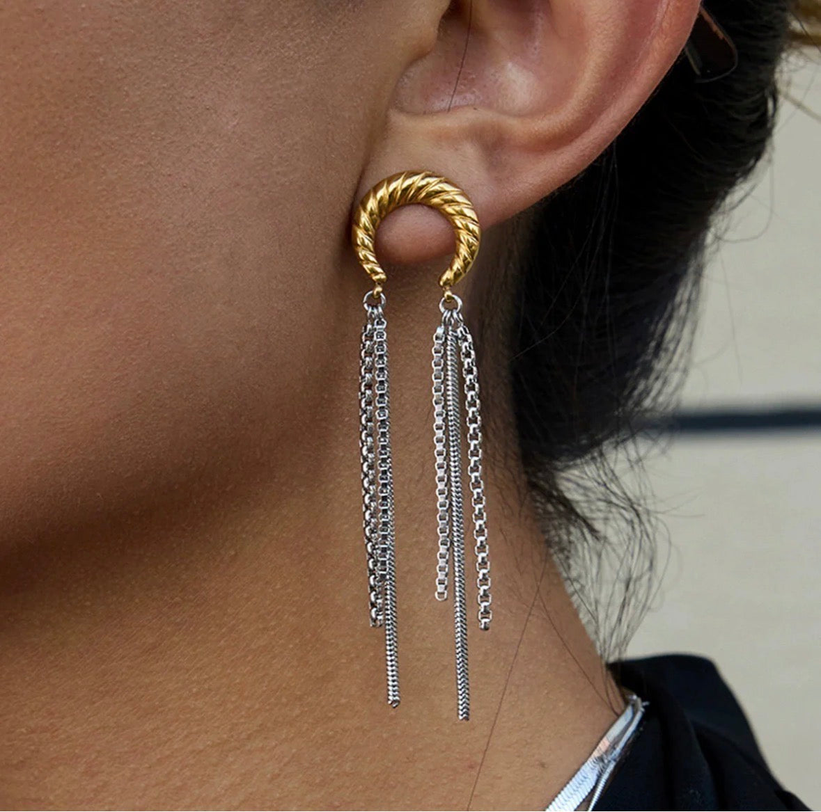 Crescent Chained Earrings