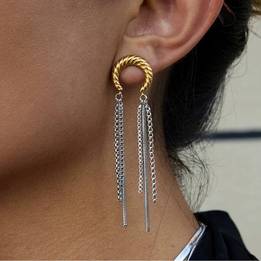 Crescent Chained Earrings