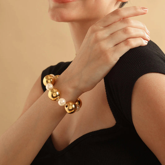 Golden Ball Pearl Bracelet
