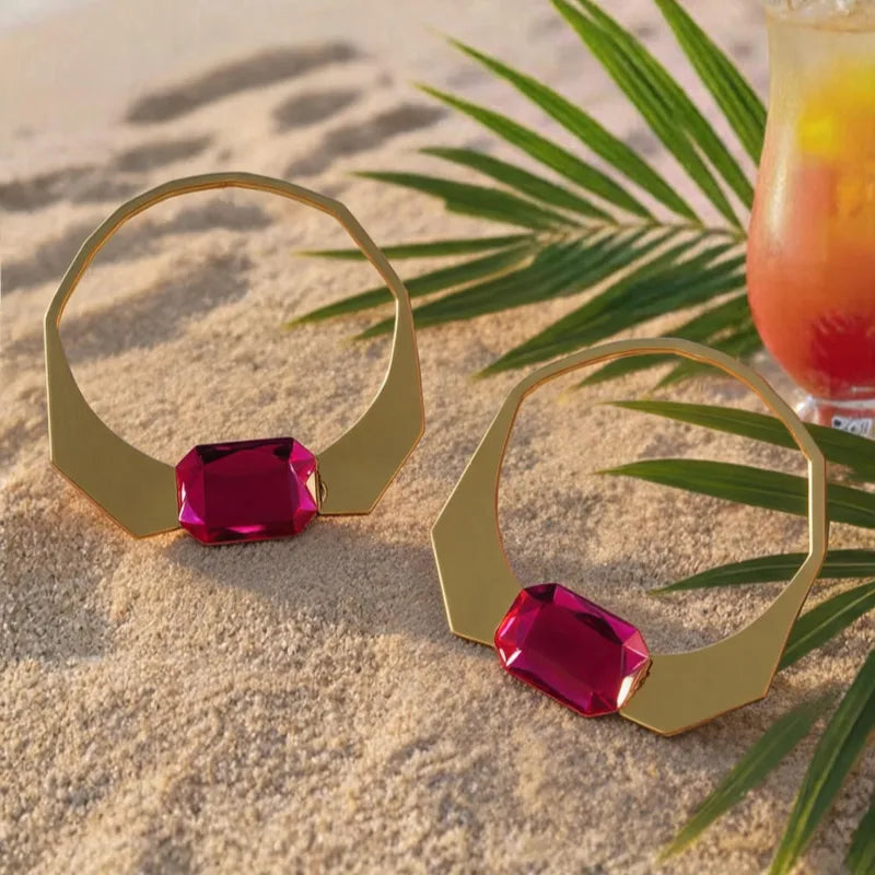 Ruby Geometric Earrings
