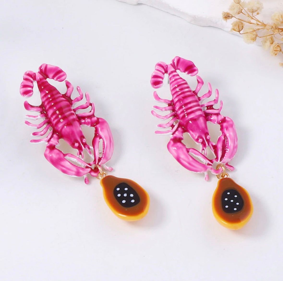 Lobster Papaya Earrings