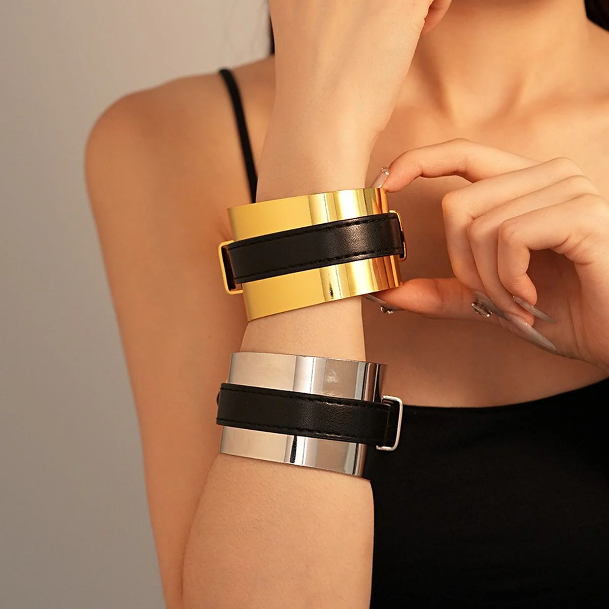 Golden Leather Wrap Kada