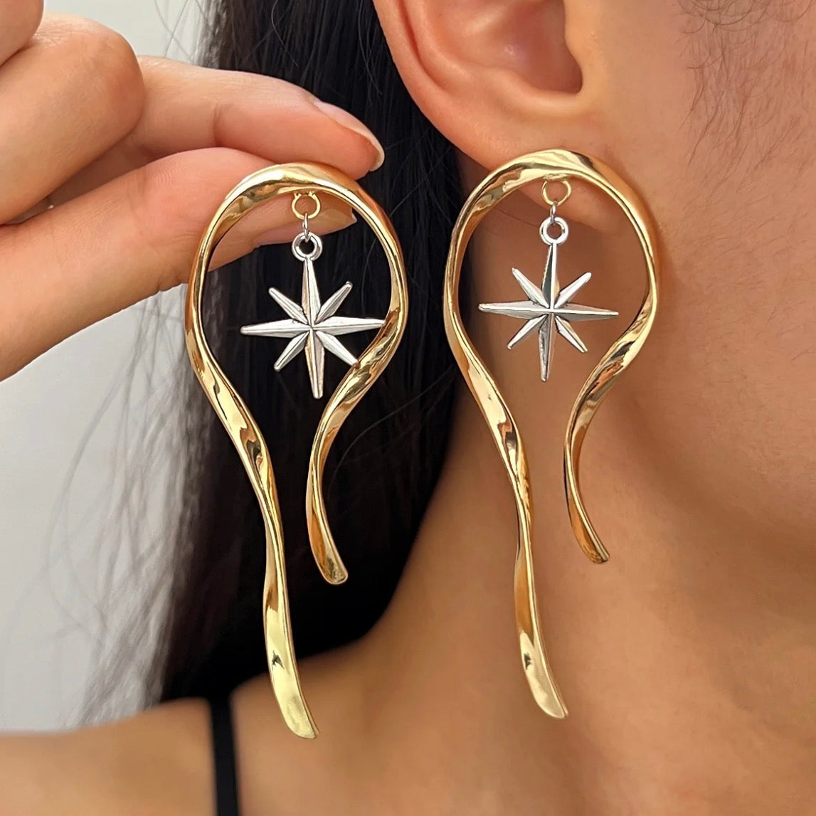 Geometric Star Drop Earrings